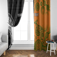 Custom Fiji And Australia Rugby Window Curtain Fijian Tapa Pattern With Aussie Aboriginal Art