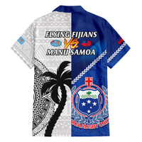 Fiji And Samoa Rugby Family Matching Short Sleeve Bodycon Dress and Hawaiian Shirt 2023 World Cup Samoan Mix Tapa Pattern LT14 - Polynesian Pride