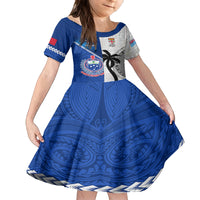 fiji-and-samoa-rugby-kid-short-sleeve-dress-2023-world-cup-samoan-mix-tapa-pattern