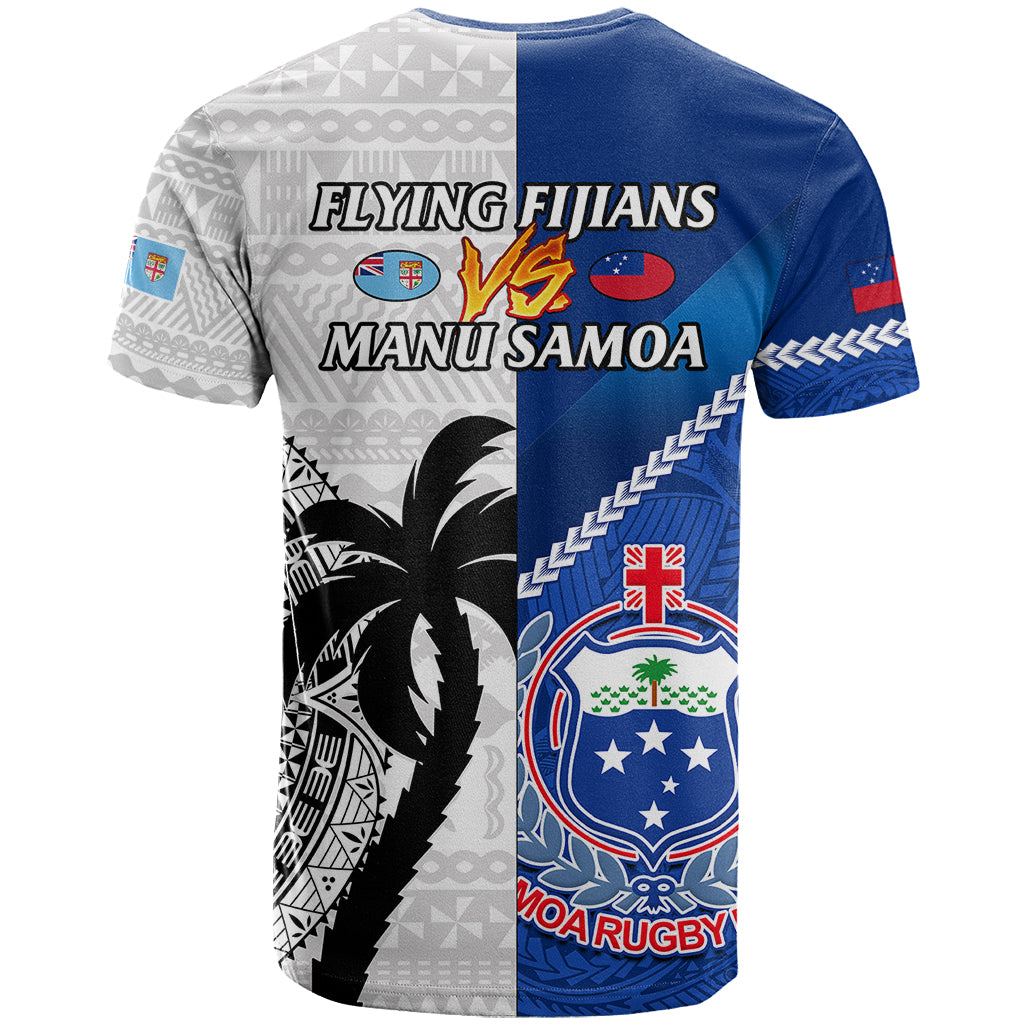 Fiji And Samoa Rugby T Shirt 2023 World Cup Samoan Mix Tapa Pattern LT14 - Polynesian Pride