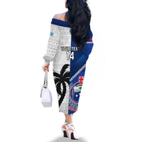 Custom Fiji And Samoa Rugby Family Matching Off Shoulder Long Sleeve Dress and Hawaiian Shirt 2023 World Cup Samoan Mix Tapa Pattern LT14 - Polynesian Pride
