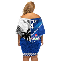 Custom Fiji And Samoa Rugby Family Matching Off Shoulder Short Dress and Hawaiian Shirt 2023 World Cup Samoan Mix Tapa Pattern LT14 - Polynesian Pride