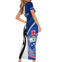 Custom Fiji And Samoa Rugby Family Matching Short Sleeve Bodycon Dress and Hawaiian Shirt 2023 World Cup Samoan Mix Tapa Pattern LT14 - Polynesian Pride