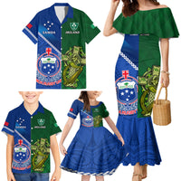 Samoa And Ireland Rugby Family Matching Mermaid Dress and Hawaiian Shirt 2023 World Cup Manu Samoa With Shamrocks LT14 - Polynesian Pride