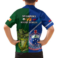 Samoa And Ireland Rugby Family Matching Off Shoulder Maxi Dress and Hawaiian Shirt 2023 World Cup Manu Samoa With Shamrocks LT14 - Polynesian Pride