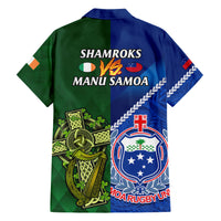 Samoa And Ireland Rugby Family Matching Short Sleeve Bodycon Dress and Hawaiian Shirt 2023 World Cup Manu Samoa With Shamrocks LT14 - Polynesian Pride