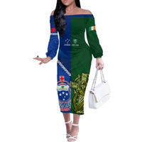 samoa-and-ireland-rugby-off-the-shoulder-long-sleeve-dress-2023-world-cup-manu-samoa-with-shamrocks