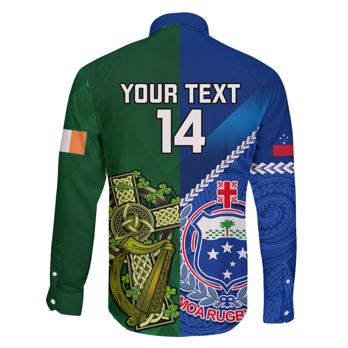 Custom Samoa And Ireland Rugby Family Matching Mermaid Dress and Hawaiian Shirt 2023 World Cup Manu Samoa With Shamrocks LT14 - Polynesian Pride