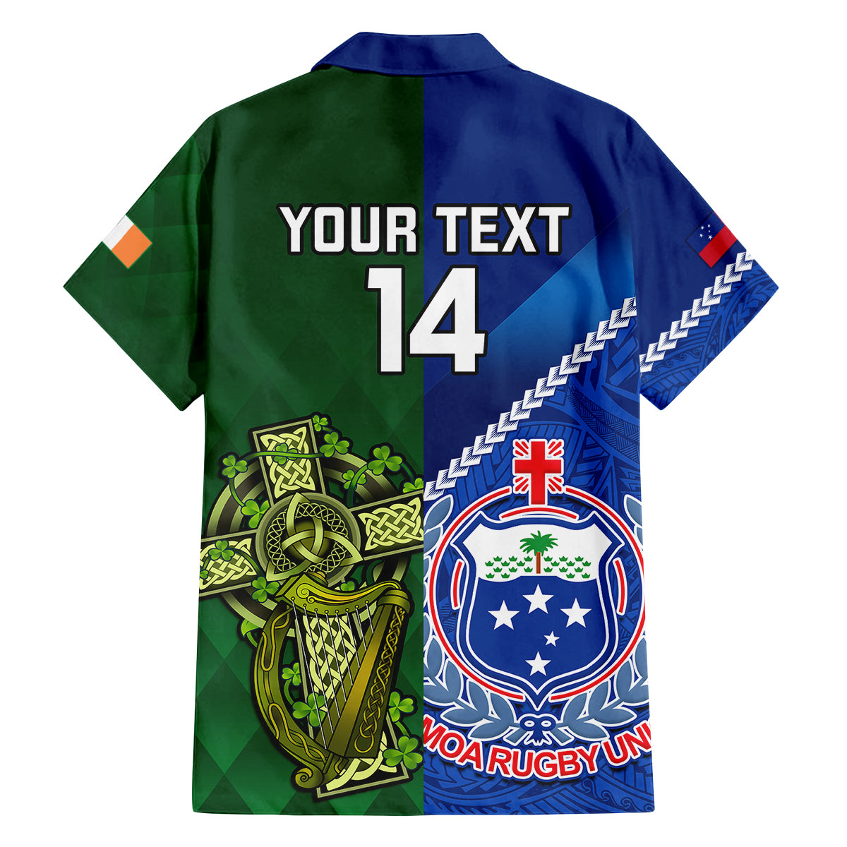 Custom Samoa And Ireland Rugby Family Matching Tank Maxi Dress and Hawaiian Shirt 2023 World Cup Manu Samoa With Shamrocks LT14 - Polynesian Pride