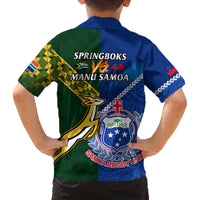Samoa And South Africa Rugby Family Matching Long Sleeve Bodycon Dress and Hawaiian Shirt 2023 World Cup Manu Samoa With Springboks LT14 - Polynesian Pride