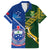 Samoa And South Africa Rugby Family Matching Puletasi Dress and Hawaiian Shirt 2023 World Cup Manu Samoa With Springboks LT14 Dad's Shirt - Short Sleeve Blue - Polynesian Pride