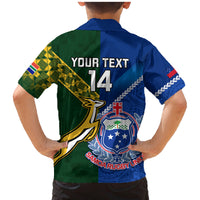 Custom Samoa And South Africa Rugby Family Matching Mermaid Dress and Hawaiian Shirt 2023 World Cup Manu Samoa With Springboks LT14 - Polynesian Pride