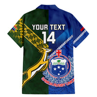 Custom Samoa And South Africa Rugby Family Matching Mermaid Dress and Hawaiian Shirt 2023 World Cup Manu Samoa With Springboks LT14 - Polynesian Pride