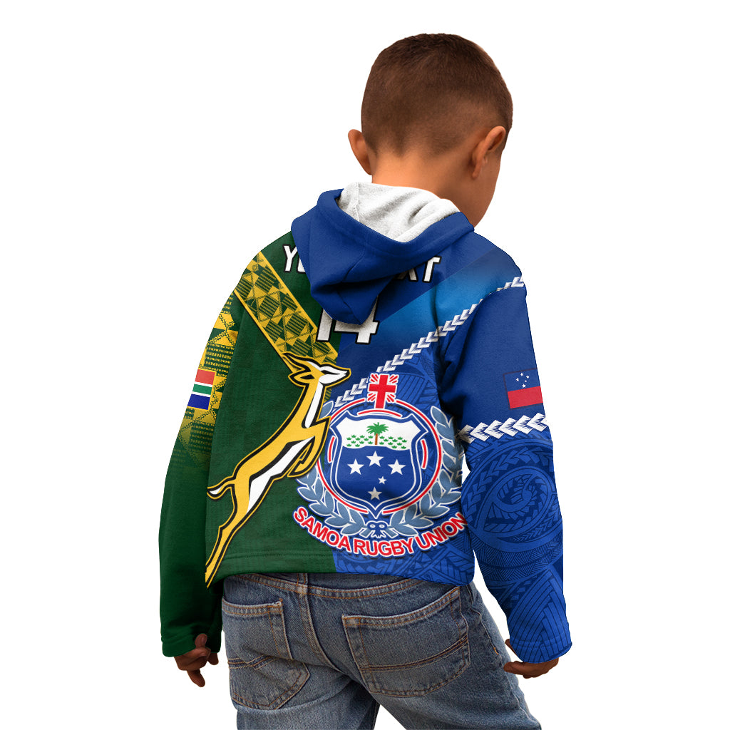 Custom Samoa And South Africa Rugby Kid Hoodie 2023 World Cup Manu Samoa With Springboks LT14 - Polynesian Pride