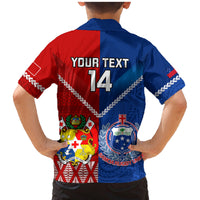 Custom Samoa And Tonga Rugby Family Matching Mermaid Dress and Hawaiian Shirt 2023 World Cup Manu Samoa With Ikale Tahi LT14 - Polynesian Pride