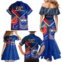 Samoa And France Rugby Family Matching Mermaid Dress and Hawaiian Shirt 2023 World Cup Manu Samoa With Les Bleus LT14 - Polynesian Pride