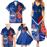 Samoa And France Rugby Family Matching Summer Maxi Dress and Hawaiian Shirt 2023 World Cup Manu Samoa With Les Bleus LT14 - Polynesian Pride