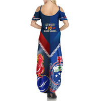 Samoa And France Rugby Family Matching Summer Maxi Dress and Hawaiian Shirt 2023 World Cup Manu Samoa With Les Bleus LT14 - Polynesian Pride