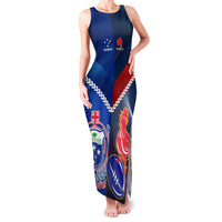 Samoa And France Rugby Family Matching Tank Maxi Dress and Hawaiian Shirt 2023 World Cup Manu Samoa With Les Bleus LT14 Mom's Dress Blue - Polynesian Pride