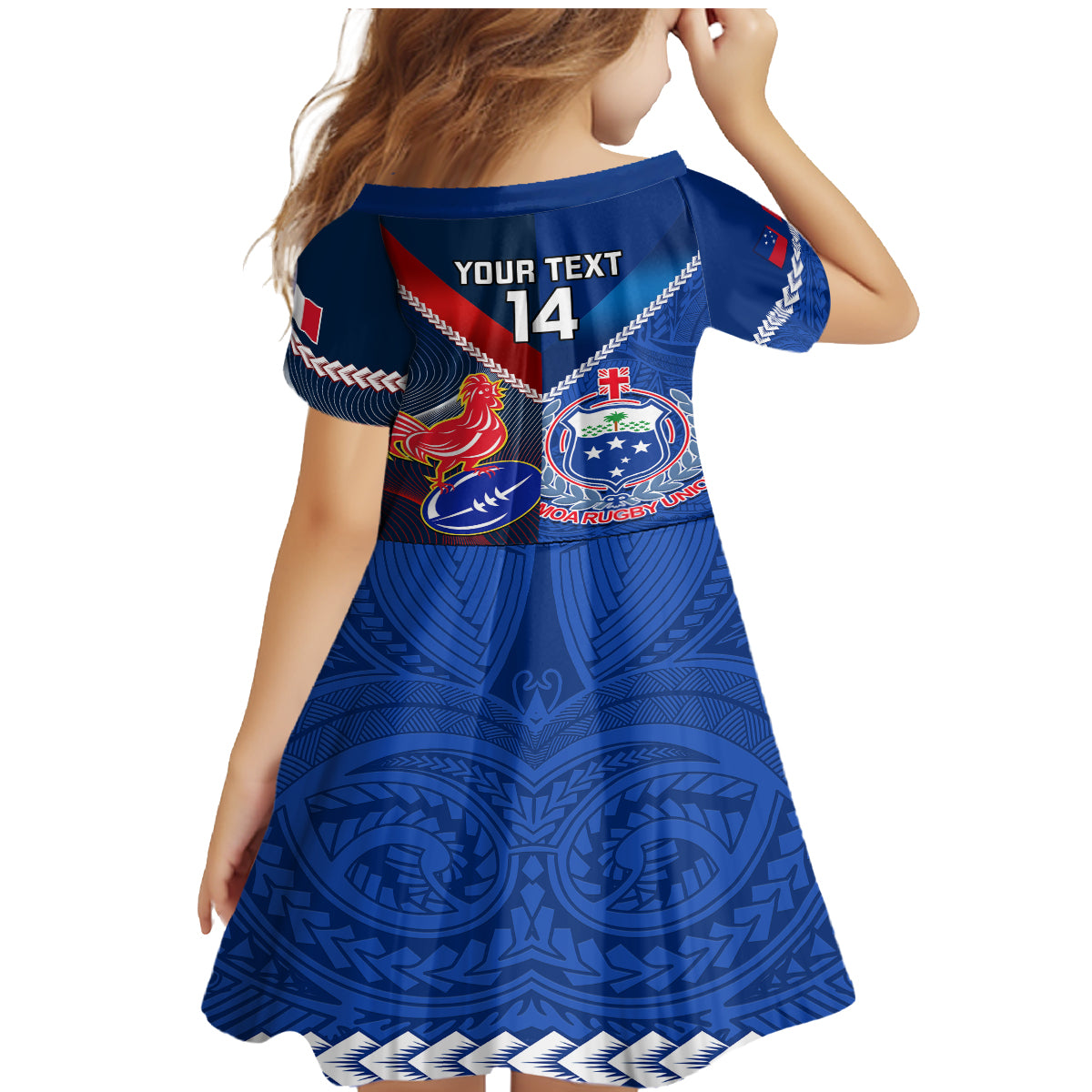 Custom Samoa And France Rugby Family Matching Mermaid Dress and Hawaiian Shirt 2023 World Cup Manu Samoa With Les Bleus LT14 - Polynesian Pride