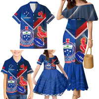 Custom Samoa And France Rugby Family Matching Mermaid Dress and Hawaiian Shirt 2023 World Cup Manu Samoa With Les Bleus LT14 - Polynesian Pride