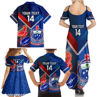Custom Samoa And France Rugby Family Matching Summer Maxi Dress and Hawaiian Shirt 2023 World Cup Manu Samoa With Les Bleus LT14 - Polynesian Pride