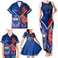 Custom Samoa And France Rugby Family Matching Tank Maxi Dress and Hawaiian Shirt 2023 World Cup Manu Samoa With Les Bleus LT14 - Polynesian Pride