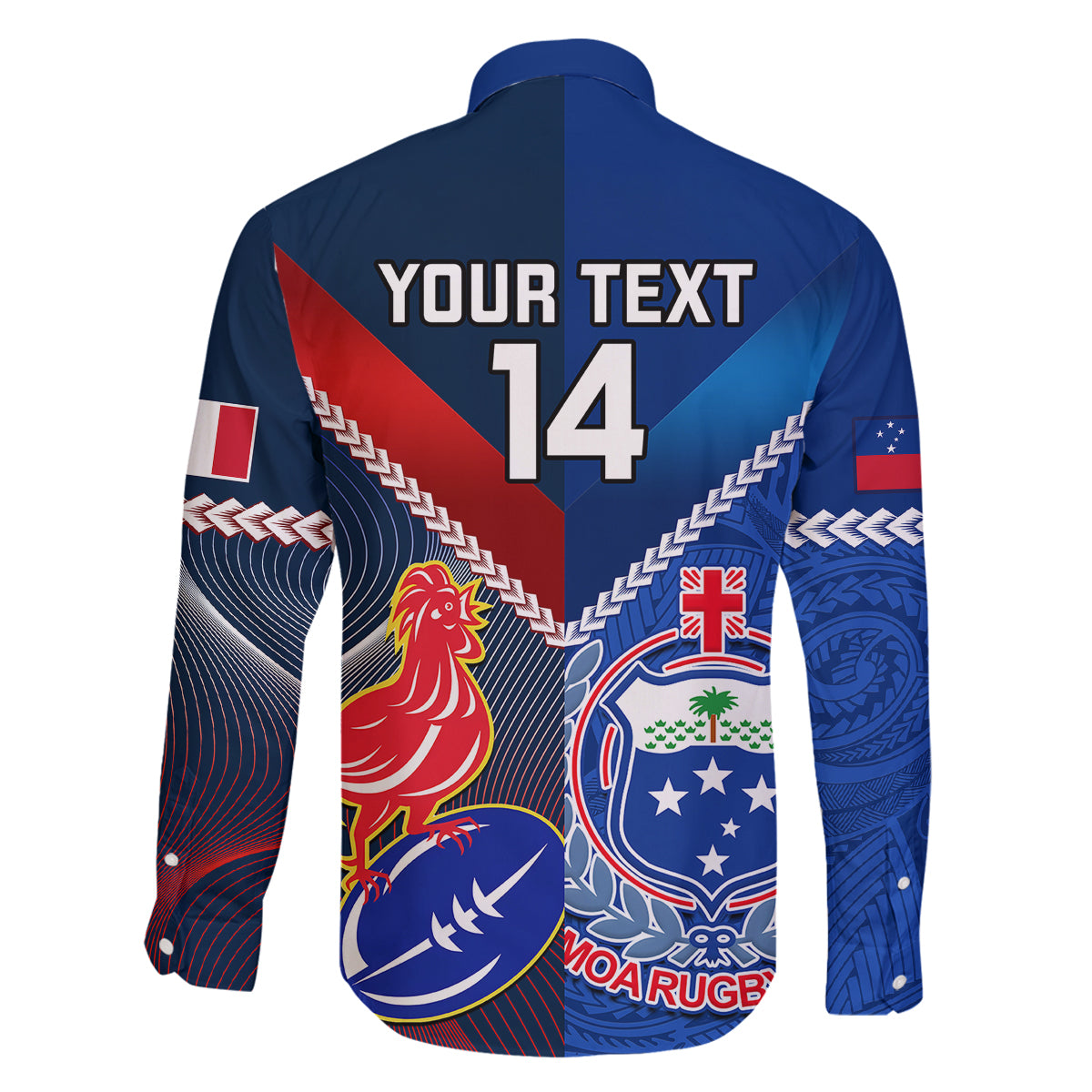 Custom Samoa And France Rugby Family Matching Tank Maxi Dress and Hawaiian Shirt 2023 World Cup Manu Samoa With Les Bleus LT14 - Polynesian Pride