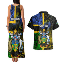 Personalised South Sea Islanders Couples Matching Tank Maxi Dress and Hawaiian Shirt Kanakas With Solomon Islands Coat Of Arms LT14 - Polynesian Pride
