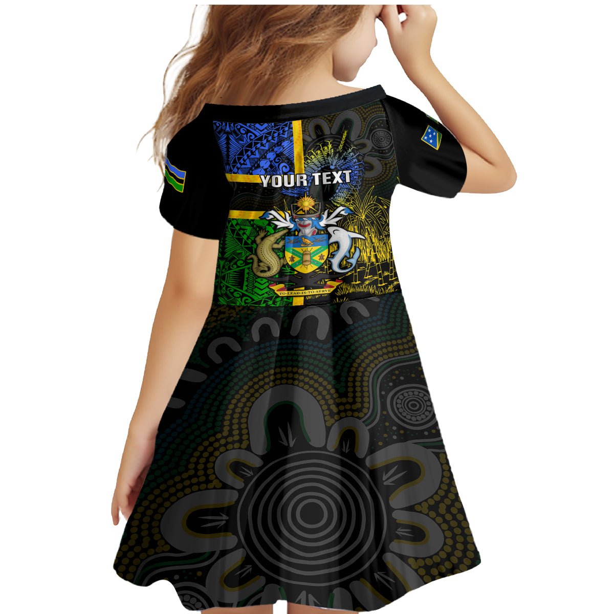 Personalised South Sea Islanders Family Matching Mermaid Dress and Hawaiian Shirt Kanakas With Solomon Islands Coat Of Arms LT14 - Polynesian Pride