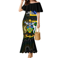 Personalised South Sea Islanders Family Matching Mermaid Dress and Hawaiian Shirt Kanakas With Solomon Islands Coat Of Arms LT14 Mom's Dress Black - Polynesian Pride