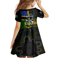 Personalised South Sea Islanders Family Matching Off Shoulder Maxi Dress and Hawaiian Shirt Kanakas With Solomon Islands Coat Of Arms LT14 - Polynesian Pride