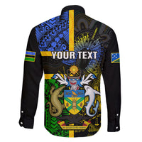 Personalised South Sea Islanders Family Matching Off Shoulder Maxi Dress and Hawaiian Shirt Kanakas With Solomon Islands Coat Of Arms LT14 - Polynesian Pride