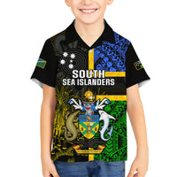 Personalised South Sea Islanders Family Matching Short Sleeve Bodycon Dress and Hawaiian Shirt Kanakas With Solomon Islands Coat Of Arms LT14 Son's Shirt Black - Polynesian Pride