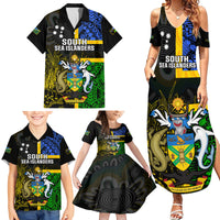 Personalised South Sea Islanders Family Matching Summer Maxi Dress and Hawaiian Shirt Kanakas With Solomon Islands Coat Of Arms LT14 - Polynesian Pride
