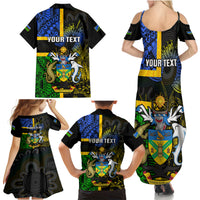 Personalised South Sea Islanders Family Matching Summer Maxi Dress and Hawaiian Shirt Kanakas With Solomon Islands Coat Of Arms LT14 - Polynesian Pride