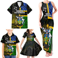 Personalised South Sea Islanders Family Matching Tank Maxi Dress and Hawaiian Shirt Kanakas With Solomon Islands Coat Of Arms LT14 - Polynesian Pride