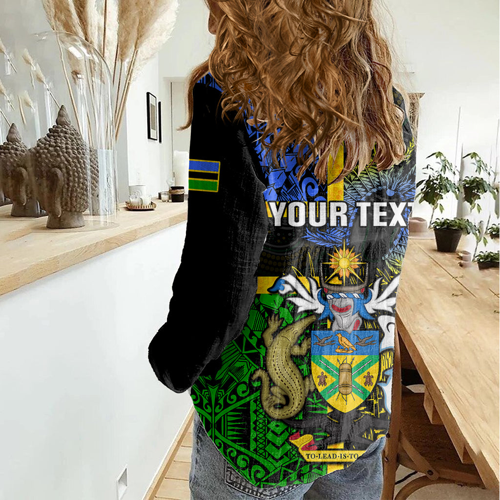 Personalised South Sea Islanders Women Casual Shirt Kanakas With Solomon Islands Coat Of Arms LT14 - Polynesian Pride