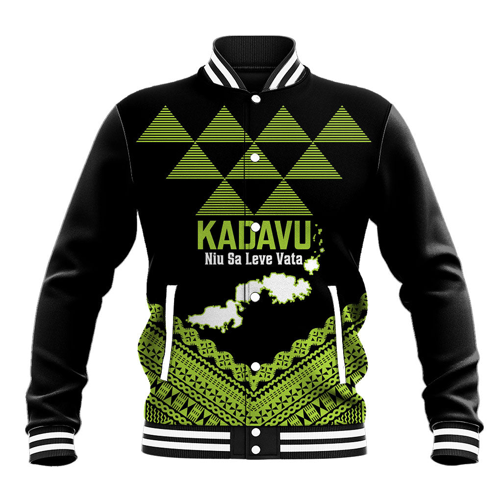 Kadavu Fiji 2026 Rugby Custom Baseball Jacket Niu Sa Leve Vata Fijian Tapa Pattern LT14 Unisex Black - Polynesian Pride