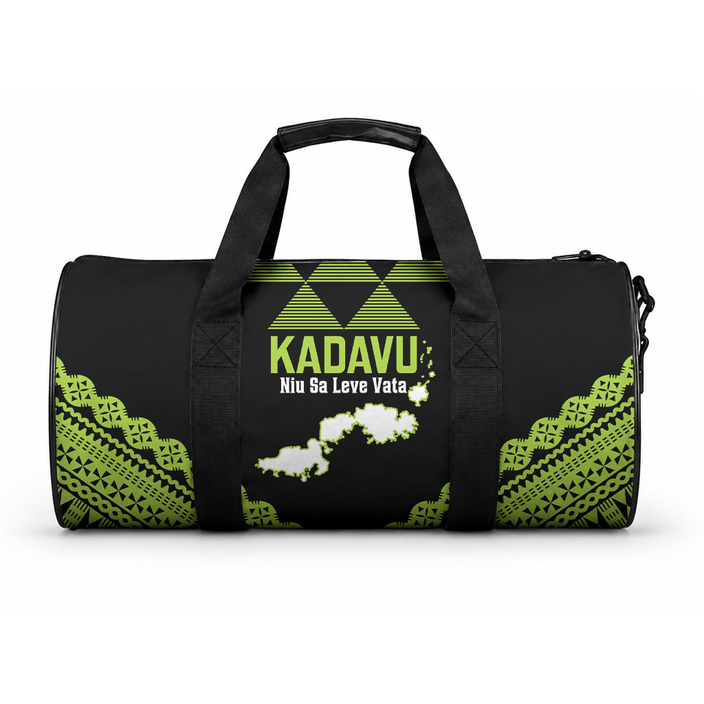 Kadavu Fiji 2026 Rugby Duffle Bag Niu Sa Leve Vata Fijian Tapa Pattern LT14 One size Black - Polynesian Pride