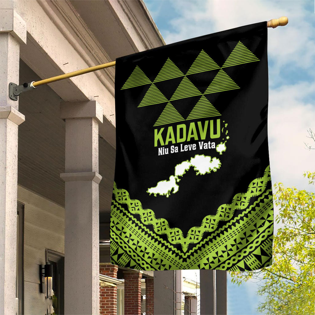 Kadavu Fiji 2026 Rugby Garden Flag Niu Sa Leve Vata Fijian Tapa Pattern LT14 House Flag Black - Polynesian Pride