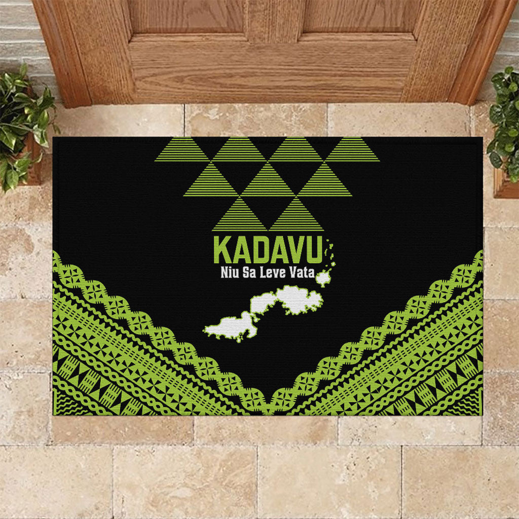 Kadavu Fiji 2026 Rugby Rubber Doormat Niu Sa Leve Vata Fijian Tapa Pattern LT14 Black - Polynesian Pride