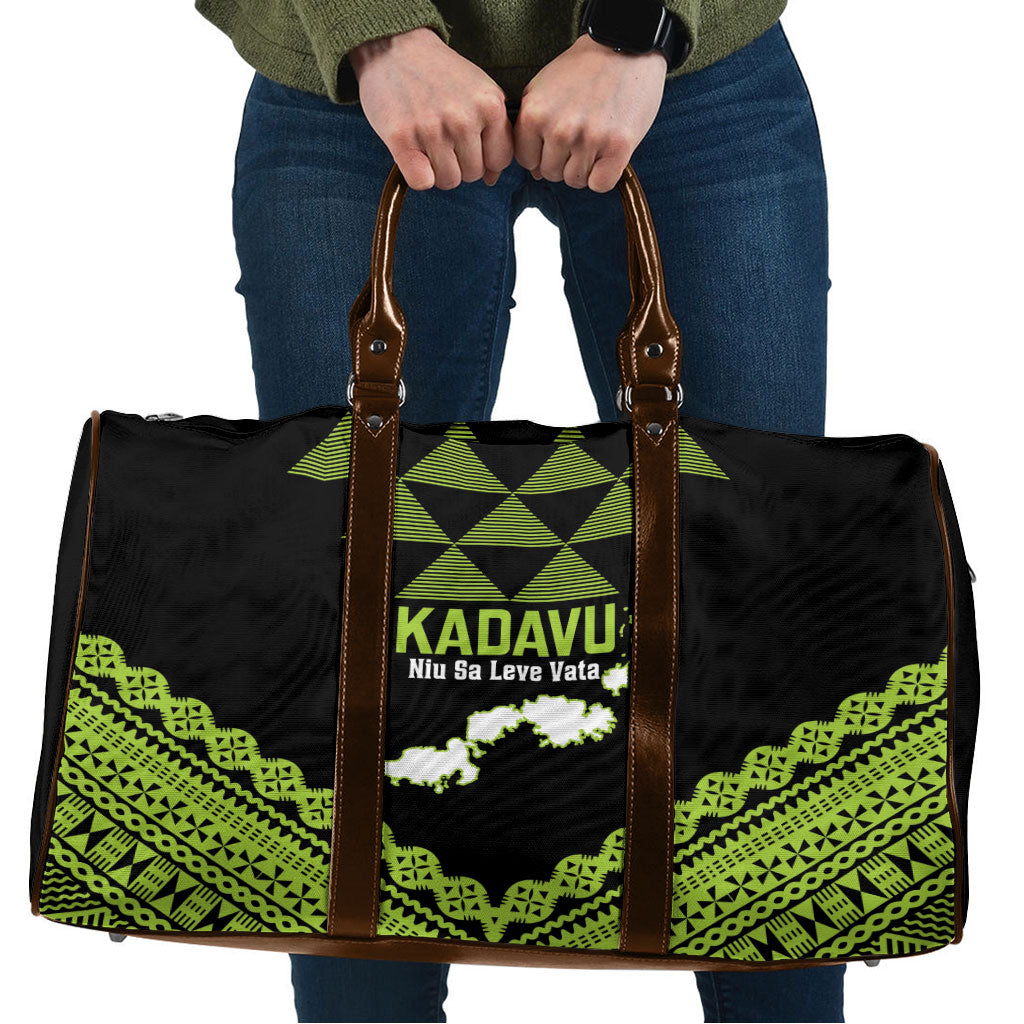 Kadavu Fiji 2026 Rugby Travel Bag Niu Sa Leve Vata Fijian Tapa Pattern LT14 Black - Polynesian Pride