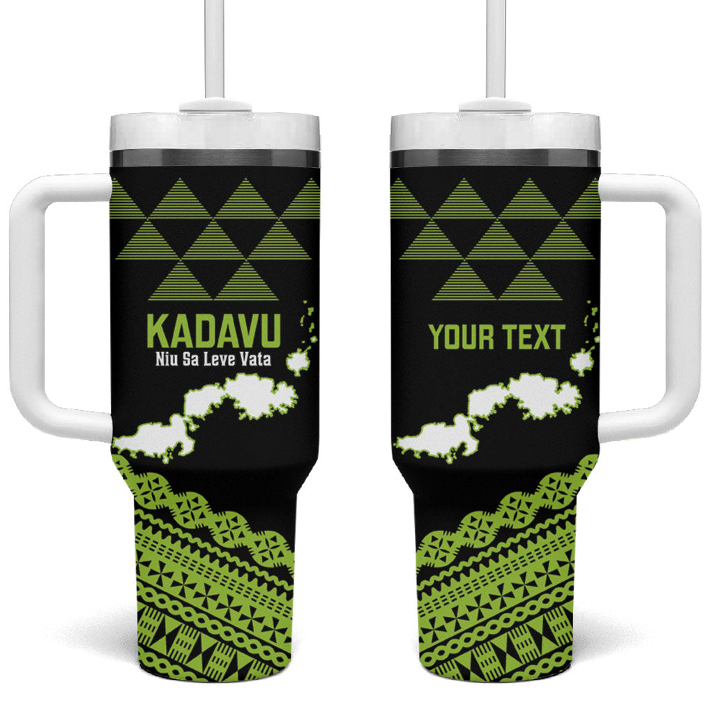 Kadavu Fiji 2026 Rugby Custom Tumbler With Handle Niu Sa Leve Vata Fijian Tapa Pattern LT14 One Size: 40 oz Black - Polynesian Pride