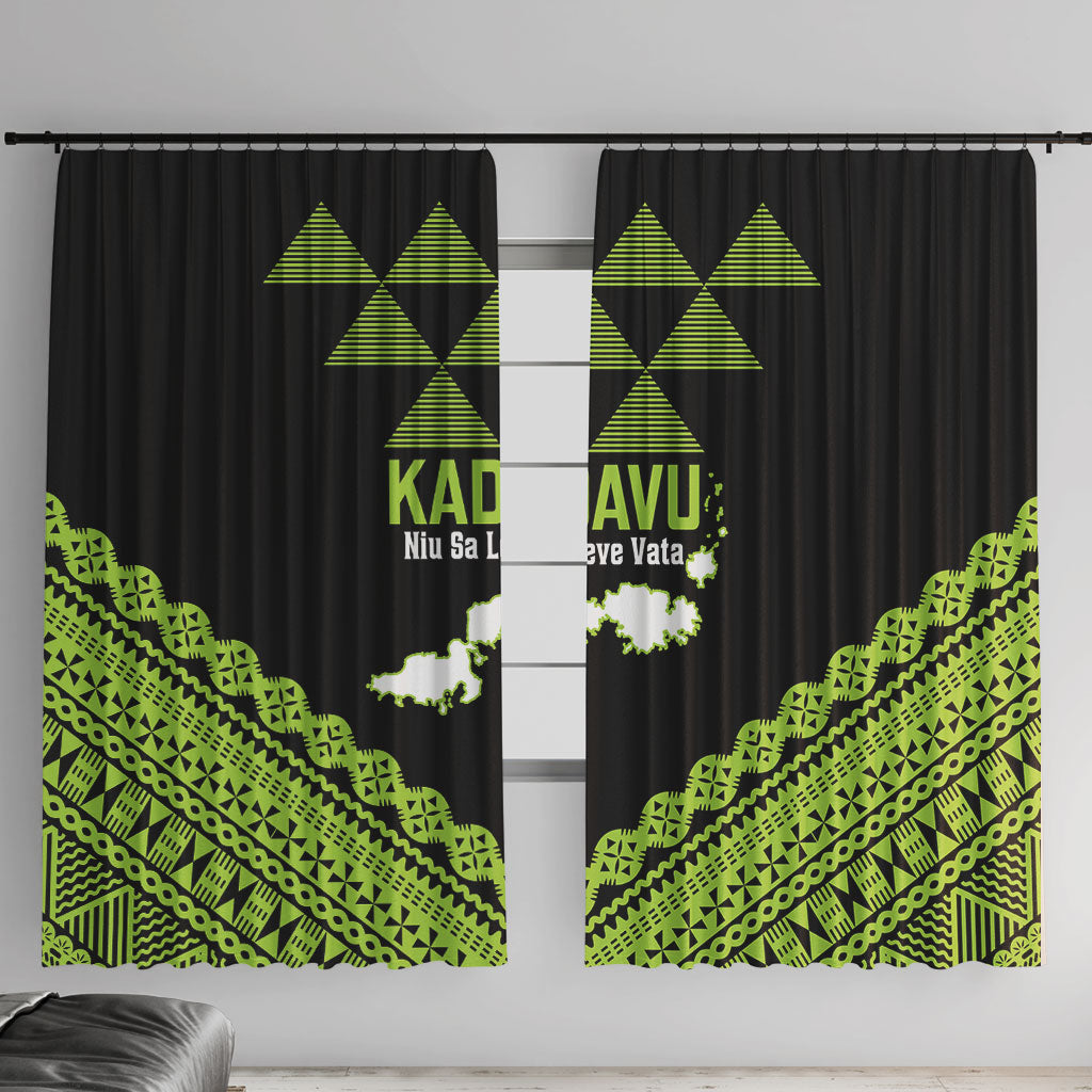 Kadavu Fiji 2026 Rugby Window Curtain Niu Sa Leve Vata Fijian Tapa Pattern LT14 With Hooks Black - Polynesian Pride