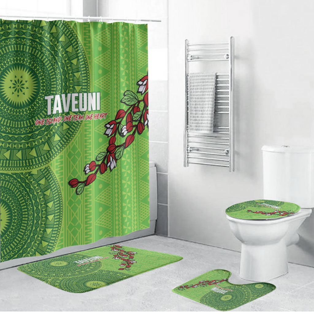 Taveuni Fiji 2026 Rugby Bathroom Set Tagimoucia Fijian Tapa Pattern LT14 Bathroom Set (4 pcs) Green - Polynesian Pride