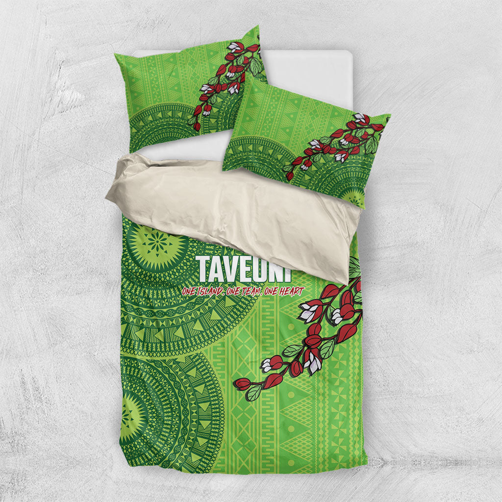Taveuni Fiji 2026 Rugby Bedding Set Tagimoucia Fijian Tapa Pattern LT14 US Twin 172cm x 218cm Green - Polynesian Pride
