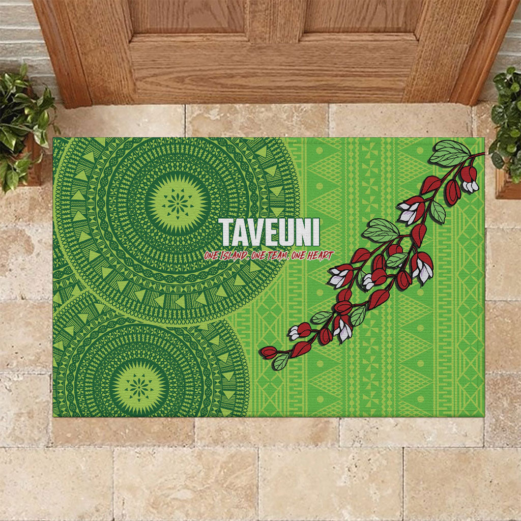 Taveuni Fiji 2026 Rugby Rubber Doormat Tagimoucia Fijian Tapa Pattern LT14 Green - Polynesian Pride