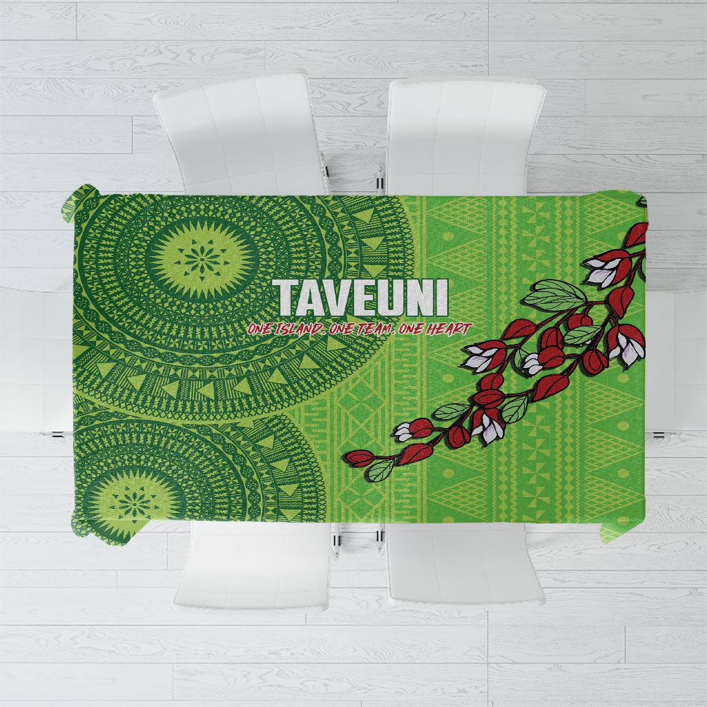 Taveuni Fiji 2026 Rugby Tablecloth Tagimoucia Fijian Tapa Pattern LT14 Green - Polynesian Pride