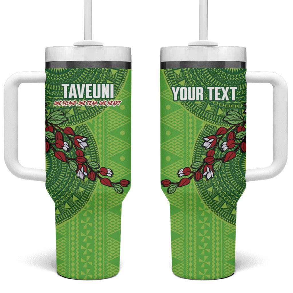 Taveuni Fiji 2026 Rugby Custom Tumbler With Handle Tagimoucia Fijian Tapa Pattern LT14 One Size: 40 oz Green - Polynesian Pride